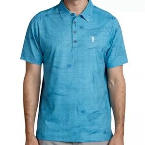 William Murray Golf Men’s Polo Shirt XL Stretch Blue Reading Greens Topographic